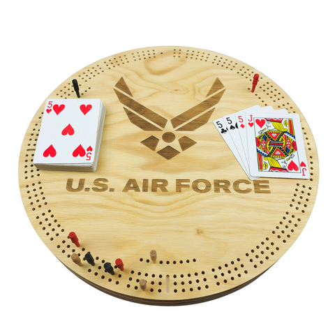 Deluxe Air Force Laser Engraved Cribbage Board
