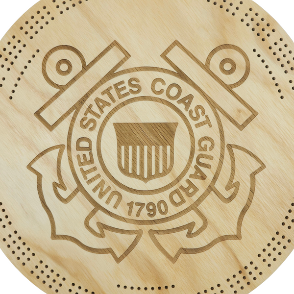 Deluxe Coast Guard Laser Engraved Cribbage Board