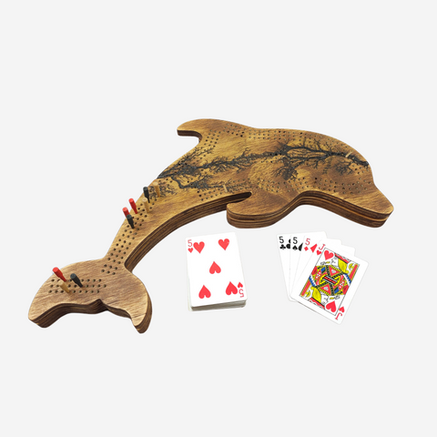 Deluxe Dolphin Cribbage Board