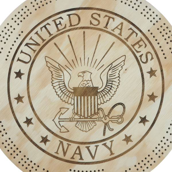 Deluxe Navy Laser Engraved Cribbage Board