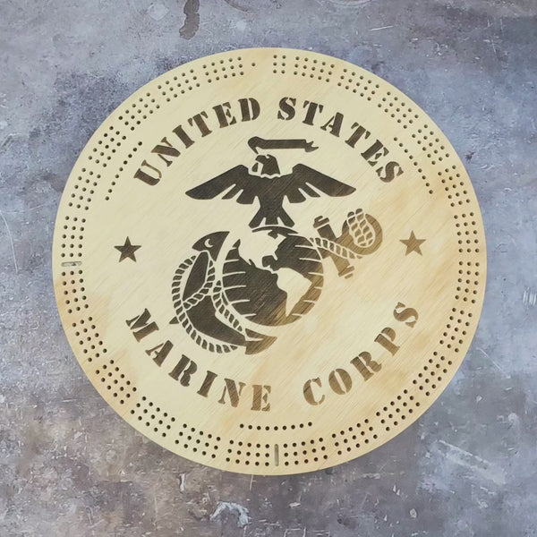 Deluxe Marine Corps Laser Engraved Cribbage Board