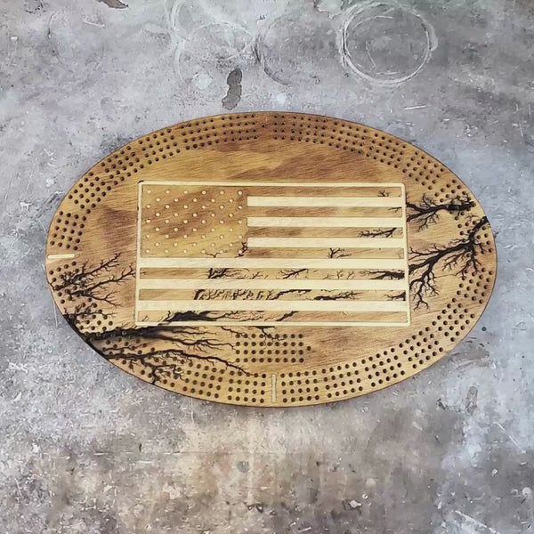 Deluxe USA Flag 4 Track Cribbage Board