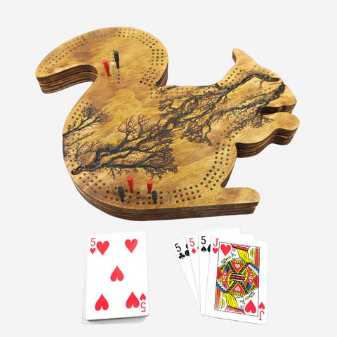 Deluxe Squirrel Cribbage Board
