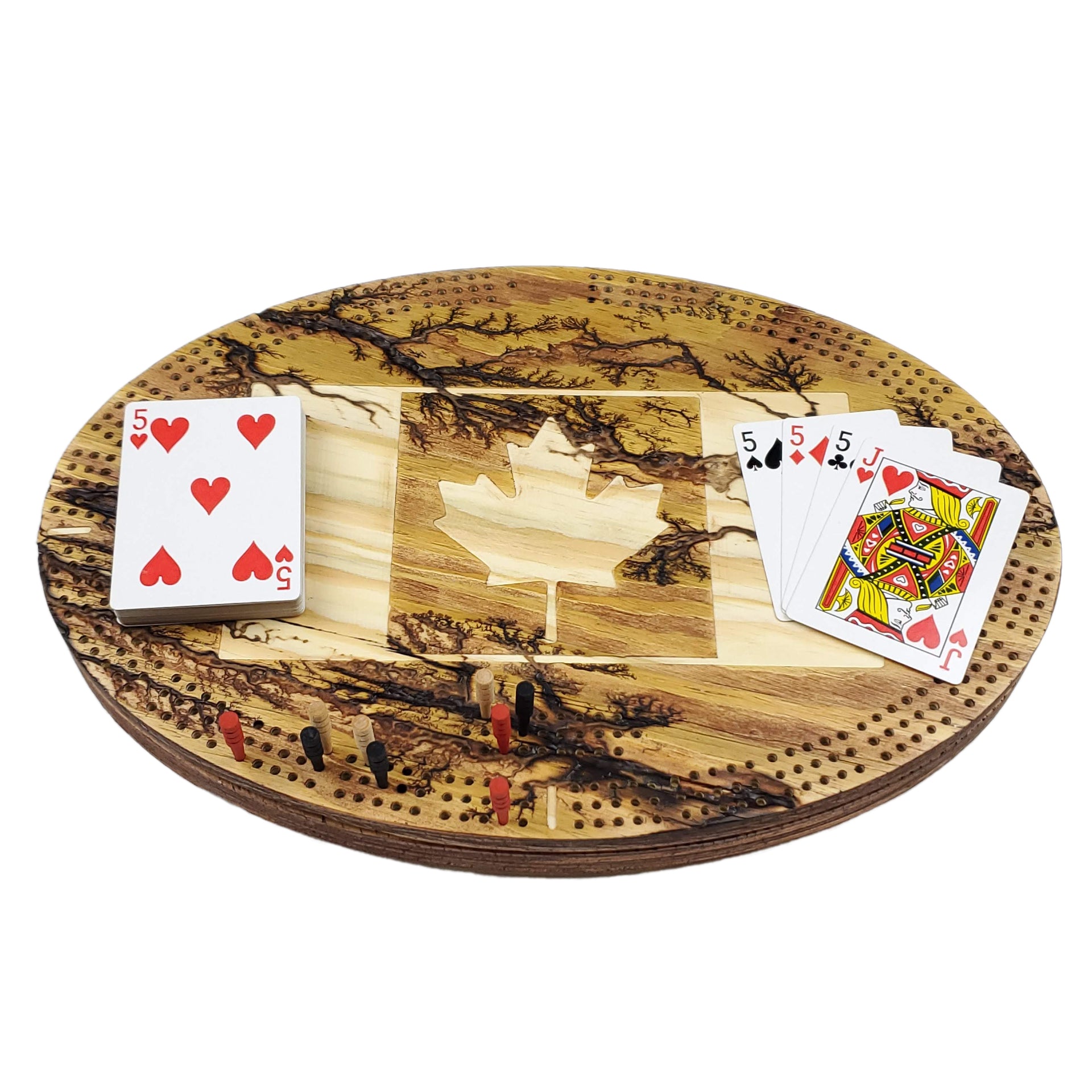 Deluxe Canada Flag Cribbage Board