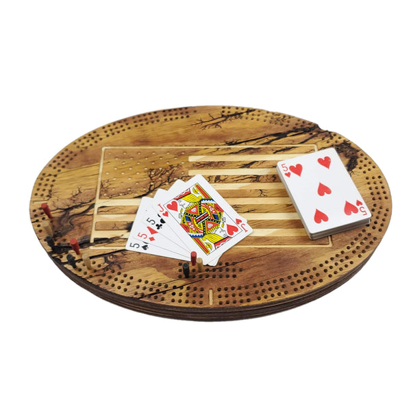 Deluxe USA Flag Cribbage Board
